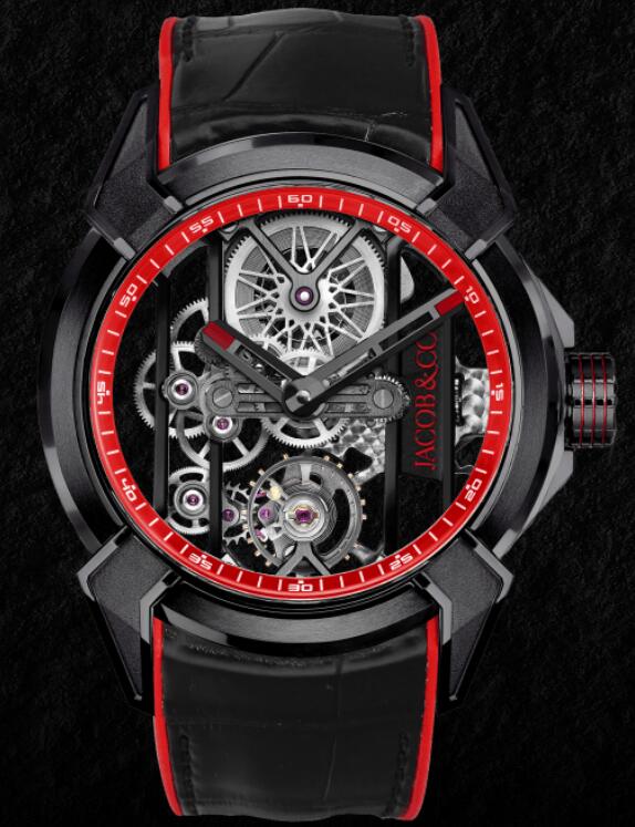 Jacob & Co. EPIC X BLACK TITANIUM (RED NEORALITHE INNER RING) Watch Replica EX110.21.AD.AG.ABARA Jacob and Co Watch Price